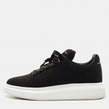 Pre Owned Alexander McQueen Black Knit Fabric Oversized Low Top Sneakers Size 44