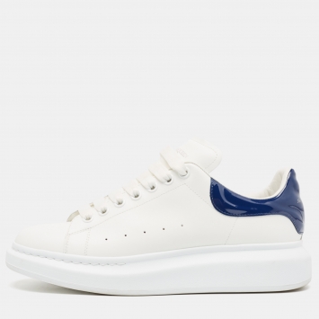 Pre Owned Alexander McQueen White/Blue Leather Oversized Sneakers Size 43