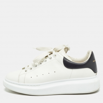 Pre Owned Alexander McQueen White Leather Larry Sneakers Size 42.5