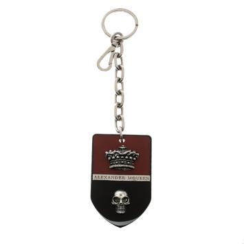 Pre Owned Alexander McQueen Red & Black Resin Badge Key Ring