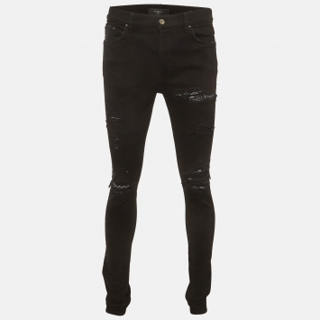 مملوكة مسبقًا Amiri Black Distressed Denim Slim Fit Jeans M/Waist 33"