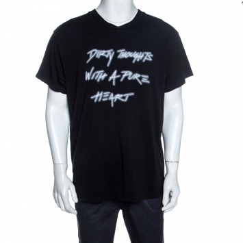 Pre Owned Amiri Black Slogan Printed Cotton Crew Neck T-Shirt M