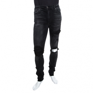 Pre Owned Amiri Black Washed Out Distressed MBMX1 Jeans M