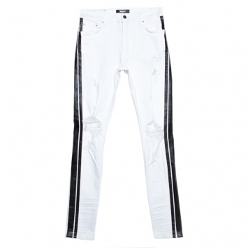 Pre Owned Amiri White Distressed Denim Track Jeans M