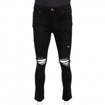 Pre Owned Amiri Black Distressed Denim Slim Fit Thrasher Jeans L