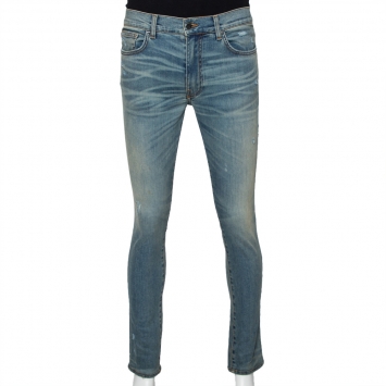 Pre Owned Amiri Blue Denim Distressed Skinny Jeans M