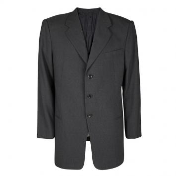 Pre Owned Armani Collezioni Grey Pin Striped Wool Regular Fit Blazer 4XL