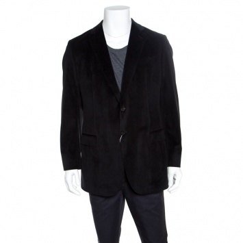 Pre Owned Armani Collezioni Black Velvet Tailored Two Button Blazer XXL