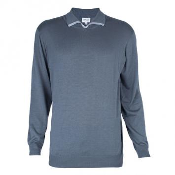 Pre Owned Armani Collezioni Gray Long Sleeve Polo Shirt XL