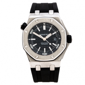 Pre Owned Audemars Piguet Black Stainles Steel Royal Oak Diver Men's Wristwatch 42 mm
