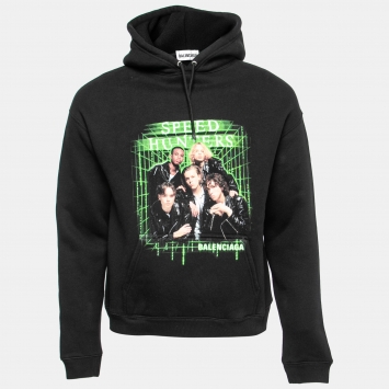 Pre Owned Balenciaga Black Cotton Speed Hunters Graphic Printed Hoodie S