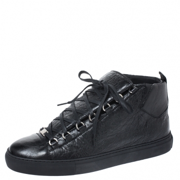 Pre Owned Balenciaga Black Leather Arena Low Top Sneakers Size 44