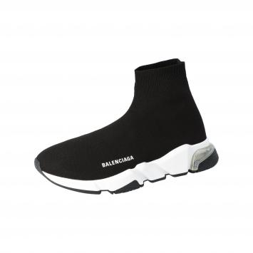 Pre Owned Balenciaga Black Knit Speed Clear Sole Sneakers Size 43