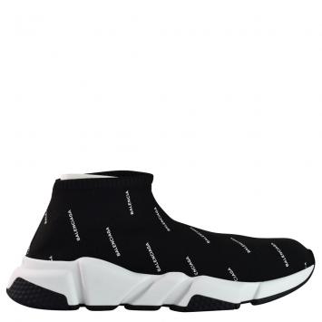Pre Owned Balenciaga Black Nylon Low Logo Speed Trainer Sneaker Size 41