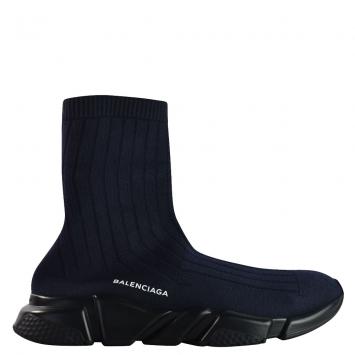 Pre Owned Balenciaga Blue Elastane Speed Ribbed Low Trainer Sneakers Size 44