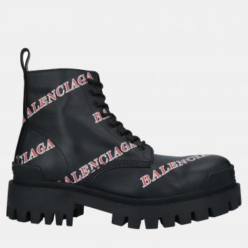 Pre Owned Balenciaga Leather Lace Up Combat Boots Size 41