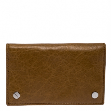 Pre Owned Balenciaga Brown Leather Screw Bifold Card Holder