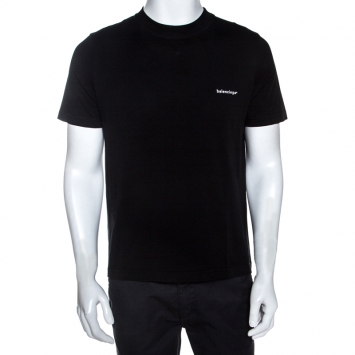 Pre Owned Balenciaga Black Cotton Crew Neck T-Shirt M