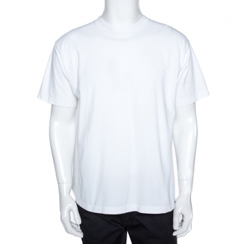Pre Owned Balenciaga White Cotton Back Logo Print Oversized T Shirt M