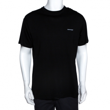 Pre Owned Balenciaga Black Cotton Lowercase Logo Print T Shirt XS