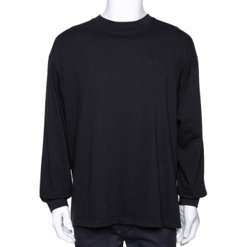 Pre Owned Balenciaga Black Printed Cotton Long Sleeve Oversized T-Shirt S