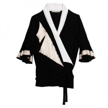 Pre Owned Balenciaga Black, White and Metallic Wrap Jacket M