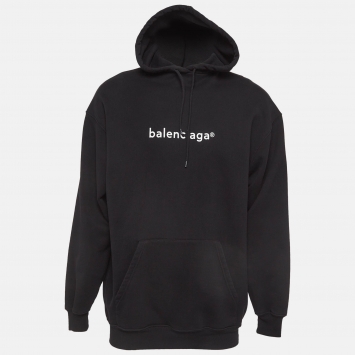 Pre Owned Balenciaga Black Logo Copyright Print Cotton Hoodie XS