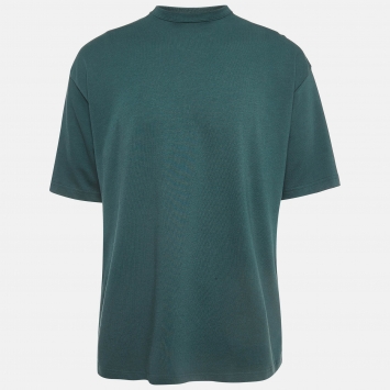 Pre Owned Balenciaga Green Logo Print Cotton Knit Oversized T-Shirt M