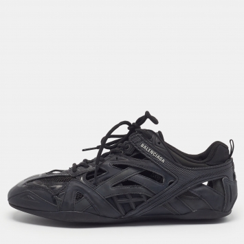 Pre Owned Balenciaga Drive Size 43 Black Faux Leather and Mesh Lace Up Sneakers