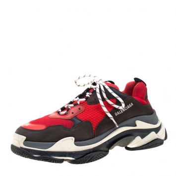 Pre Owned Balenciaga Multicolor Mesh And Leather Triple S Platform Sneakers Size 46