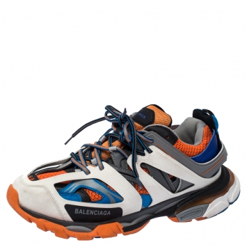 Pre Owned Balenciaga Multicolor Leather/Mesh Track Lace Up Sneakers Size 44