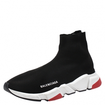 Pre Owned Balenciaga Black Knit Fabric Speed Trainer Sneakers Size 41