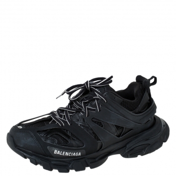 مملوكة مسبقًا Balenciaga Black Leather/Mesh Track Lace Up Sneakers Size 40