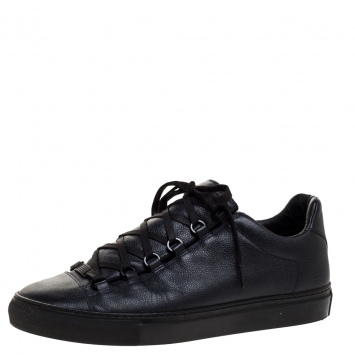 Pre Owned Balenciaga Navy Blue Leather Arena Low Top Sneakers Size 42