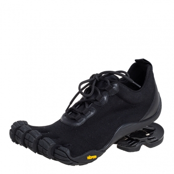 Pre Owned Balenciaga Black Knit Fabric And Leather X Vibram Toe Lace-up Low Top Sneakers Size 43