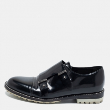 Pre Owned Balenciaga Black Leather Monk Strap Derby Size 40