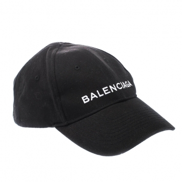 Pre Owned Balenciaga Black Cotton Classic Baseball Cap