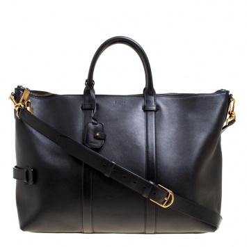Pre Owned Bally Black Leather Weekend Bag