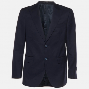 Pre Owned Balmain Navy Blue Wool Blend Extra Slim Fit Blazer L