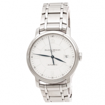 Pre Owned Baume & Mercier Silver Stainless Steel Classima 65615 Men's Wristwatch 39 mm