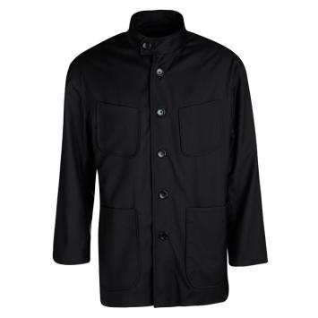Pre Owned Berluti Black Mandarin Collar Button Front Regular Fit Jacket L