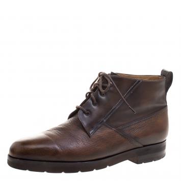 Pre Owned Berluti Brown Leather High Top Boots Size 41.5