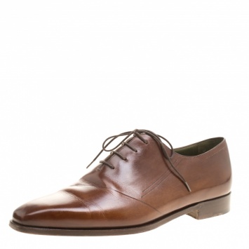 Pre Owned Berluti Brown Leather Lace Up Oxfords Size 43