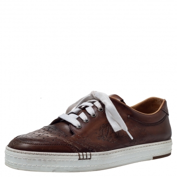 Pre Owned Berluti Brown Ombre Leather Playtime Low Top Sneakers Size 43
