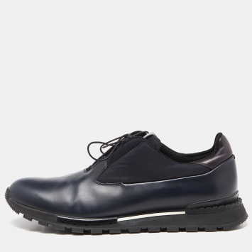 Pre Owned Berluti Blue Leather and Fabric Lace Up Oxfords Size 43.5
