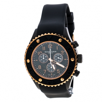 Bernhard H. Mayer Black & Rose Gold Plated Stainless Steel Hugo Chronograph Men's Wristwatch 48 mm