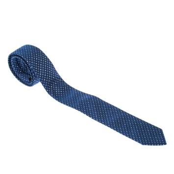 Pre Owned Boss By Hugo Boss Blue Geometric Patterned Jacquard Silk Tie 