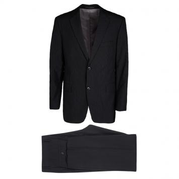 Pre Owned Boss by Hugo Boss Black Striped Wool Pasolini1/Movie1 Suit XL