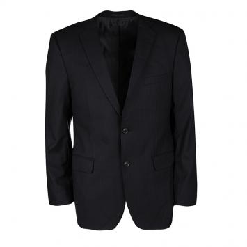 Pre Owned Boss by Hugo Boss Black Pinstriped Wool Tailored Two Button Blazer XXL
