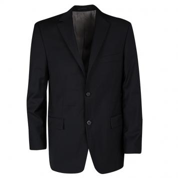 Pre Owned Boss by Hugo Boss Black Wool Regular Fit Two Button Blazer M